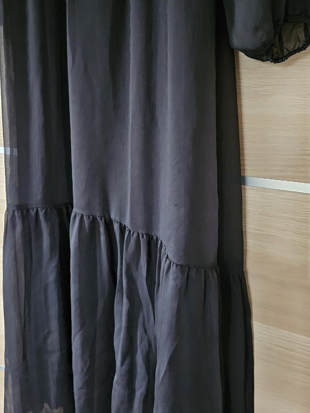 Soft Surroundings Olga Dress L Black Tiered Chiffon Maxi Boho Witchy - Picture 4 of 11